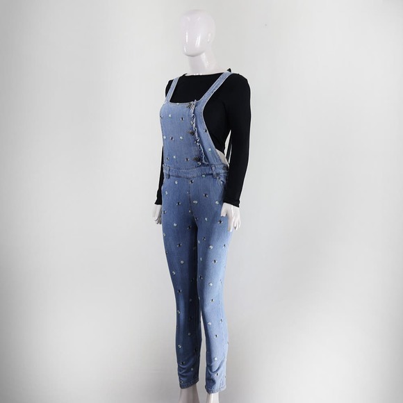 Charming  Denim Jumpsuit with Sparkle, Perfect Fit - Picture 2 of 6